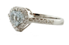 Heart-Shaped Aquamarine, Diamonds, 18 Karat White Gold Ring