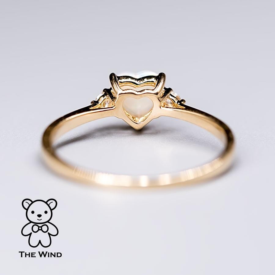 Heart Shaped Australian Solid Opal & Diamond Engagement Ring 18K Yellow Gold For Sale 1