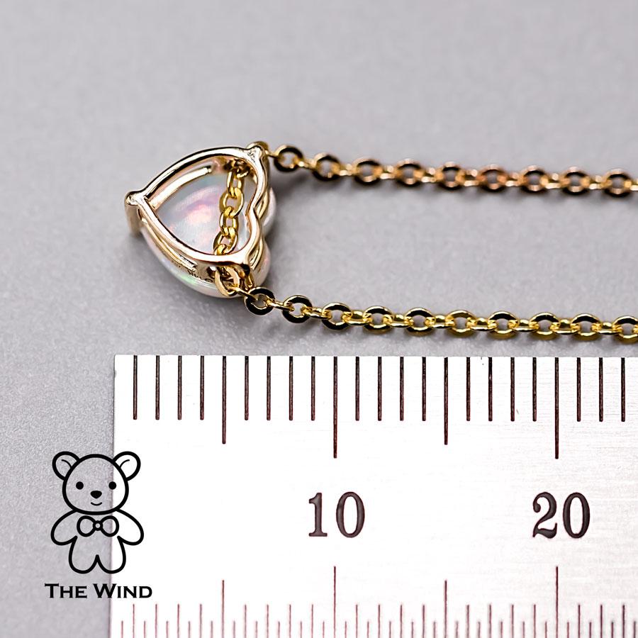 Collier d'opales australiennes massifs en forme de cœur en or jaune 14 carats en vente 4