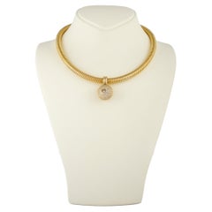 Heart Shaped Ball Happy Diamond Chopard Necklace 18 k Yellow Gold