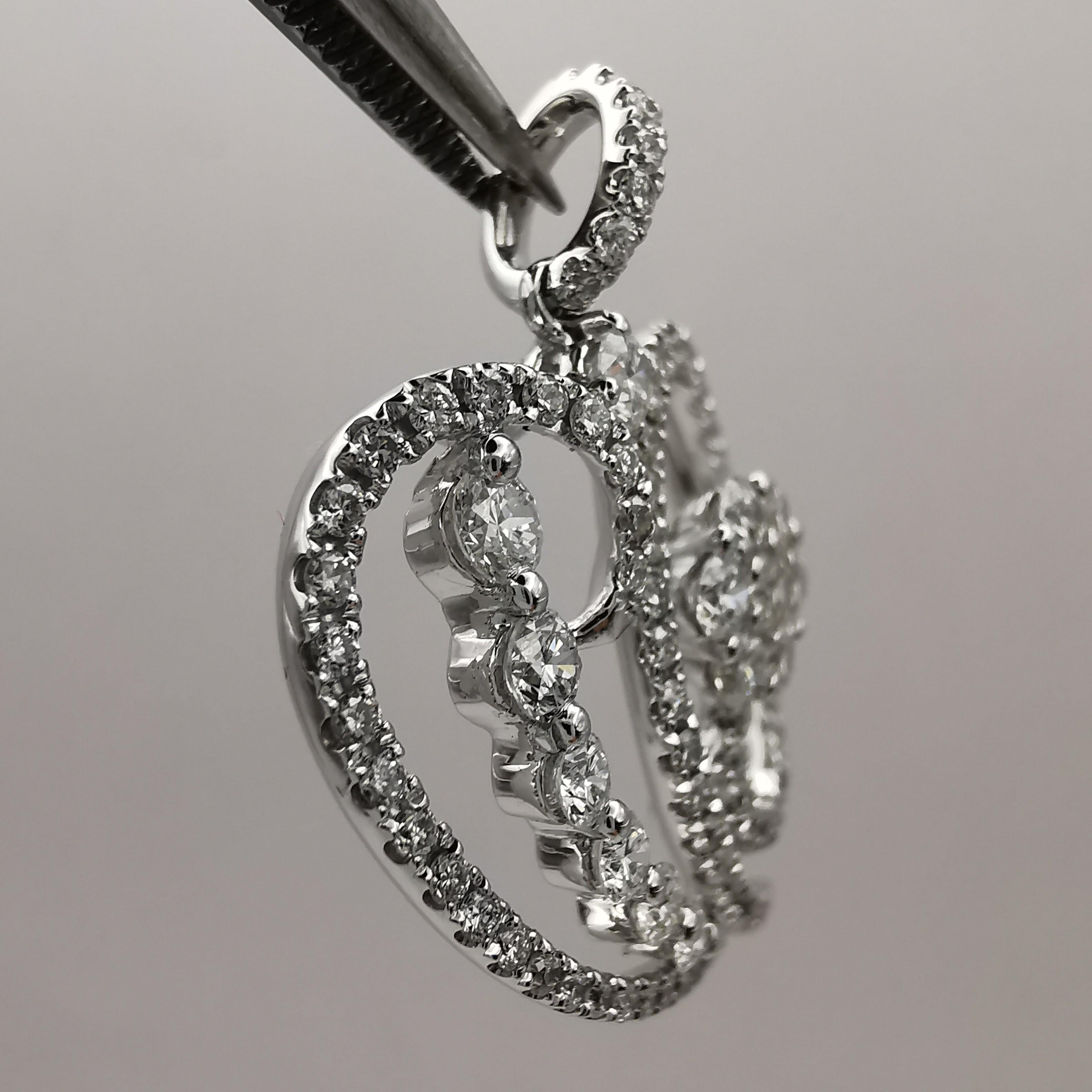 Heart-shaped Bell Pepper .97 Carat Diamond 18K White Gold Pendant Necklace For Sale 5