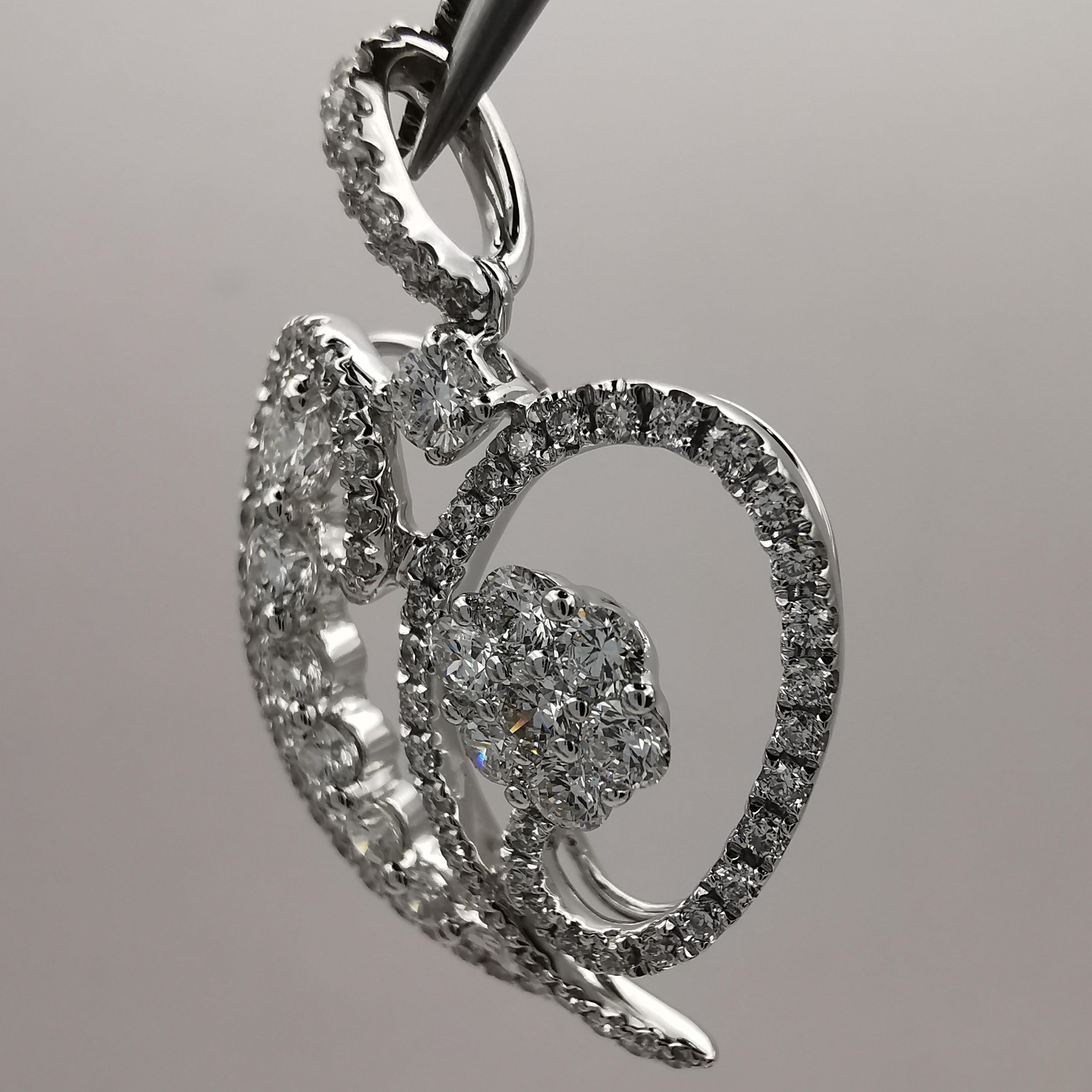Heart-shaped Bell Pepper .97 Carat Diamond 18K White Gold Pendant Necklace For Sale 6