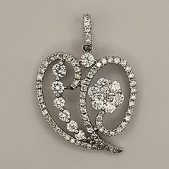 Heart-shaped Bell Pepper .97 Carat Diamond 18K White Gold Pendant Necklace