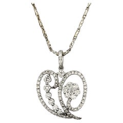 Heart-shaped Bell Pepper .97 Carat Diamond 18K White Gold Pendant Necklace