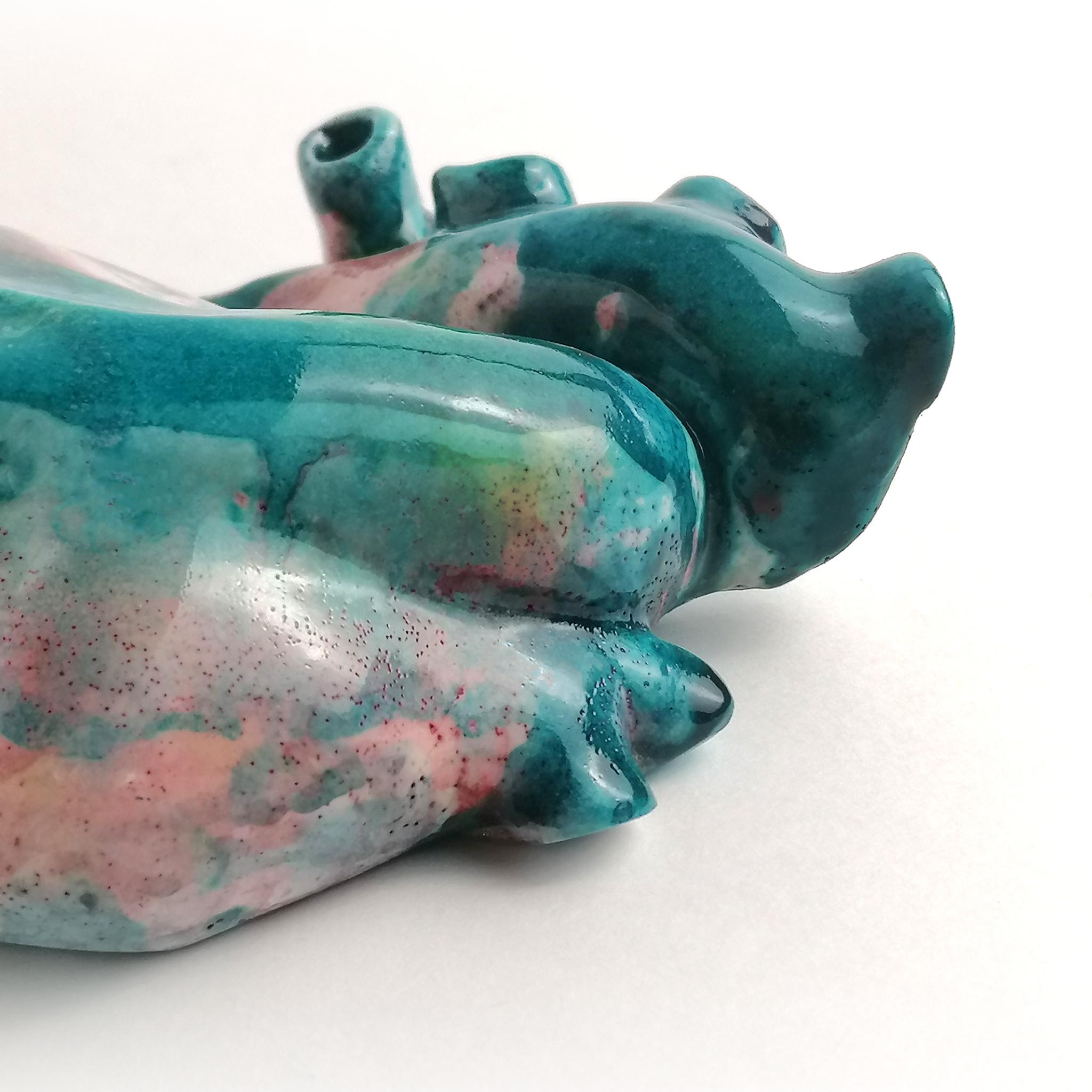 Herzförmiges Bicolor-Aquarell, 2022, handgefertigt in Italien, Anatomisches Herz (Italienisch) im Angebot