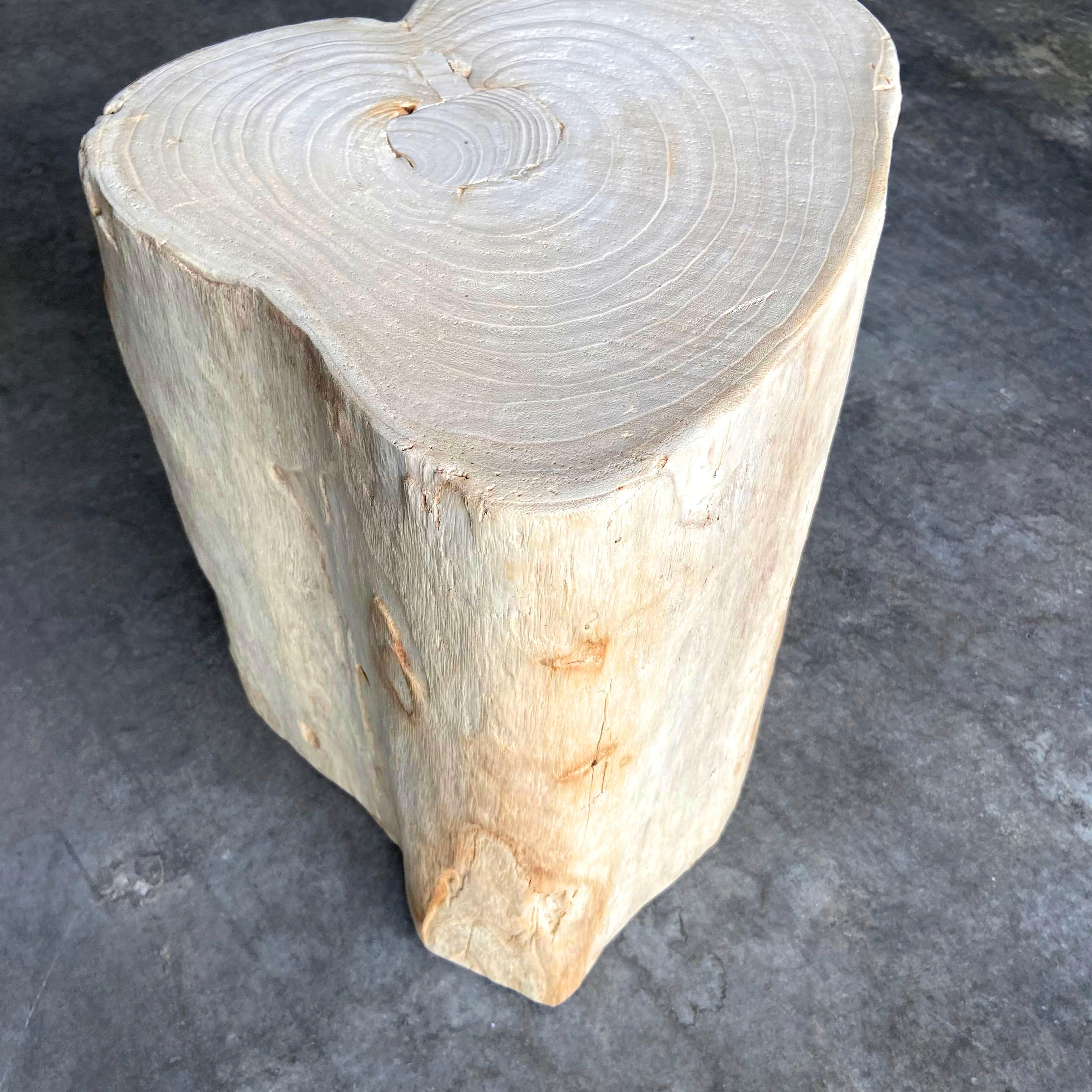 Contemporary Heart Shaped Birch Wood Stump Side Table