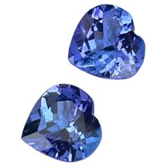Paire de pierres tanzanites bleues en forme de cœur de 2,35 carats, pierre précieuse naturelle de Tanzanie