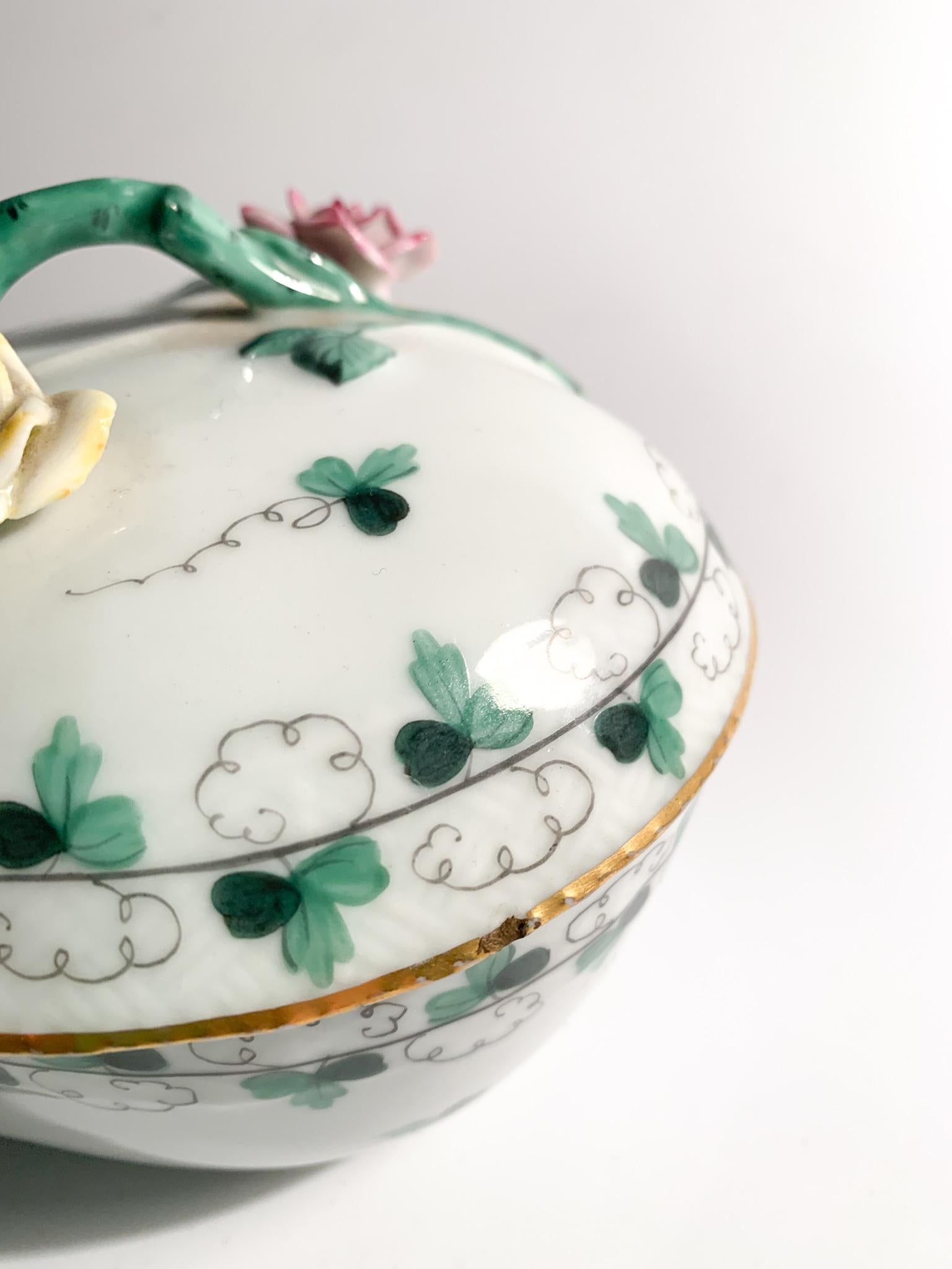 Art Nouveau Heart-Shaped Box in Herend Hand Painted Porcelain from the 1950s