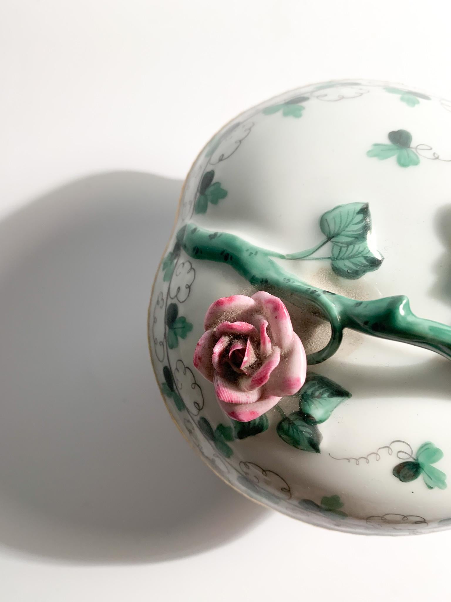 Hungarian Heart-Shaped Box in Herend Hand Painted Porcelain from the 1950s
