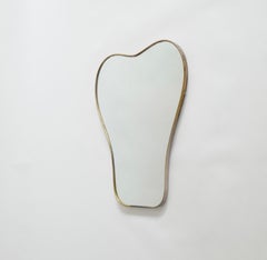 Heart Shaped Brass Framed Mirror, Italy 1950s