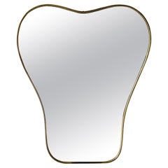Heart Shaped Brass Framed Mirror, Italy 1950s
