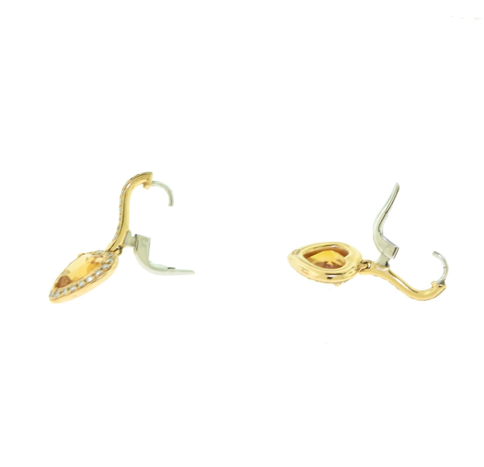 Set aus Ring und Ohrring in Herzform mit rundem Citrin und rundem Diamanten im Angebot 1