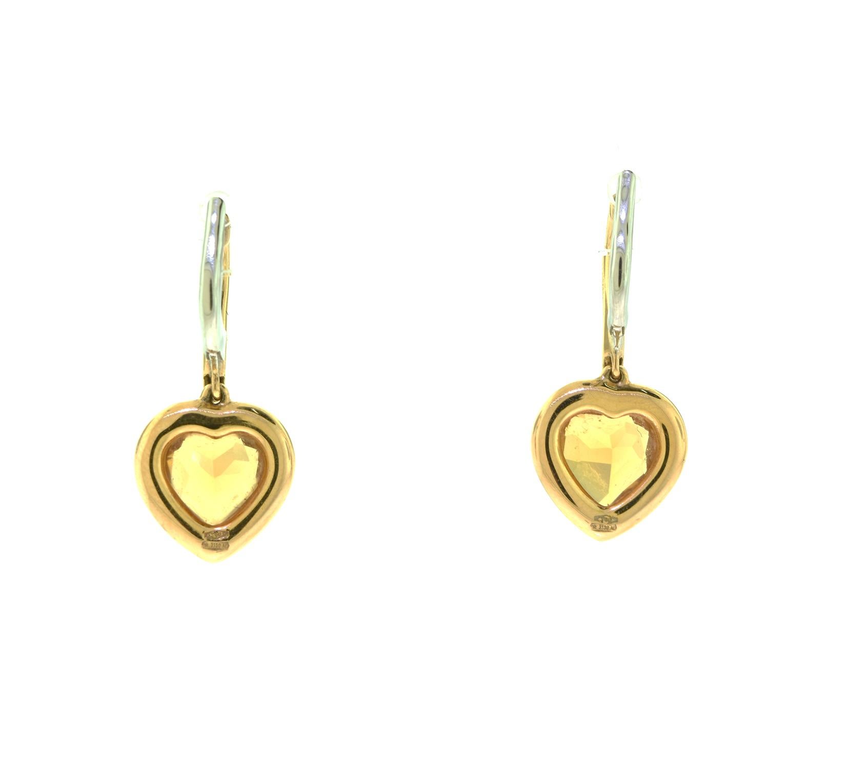 Heart-Shaped Citrine Round Diamond Ring and Earring Set For Sale 1