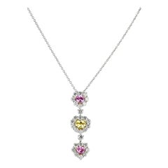 Heart-Shaped Colored Sapphire Necklace, 3.20 Carats