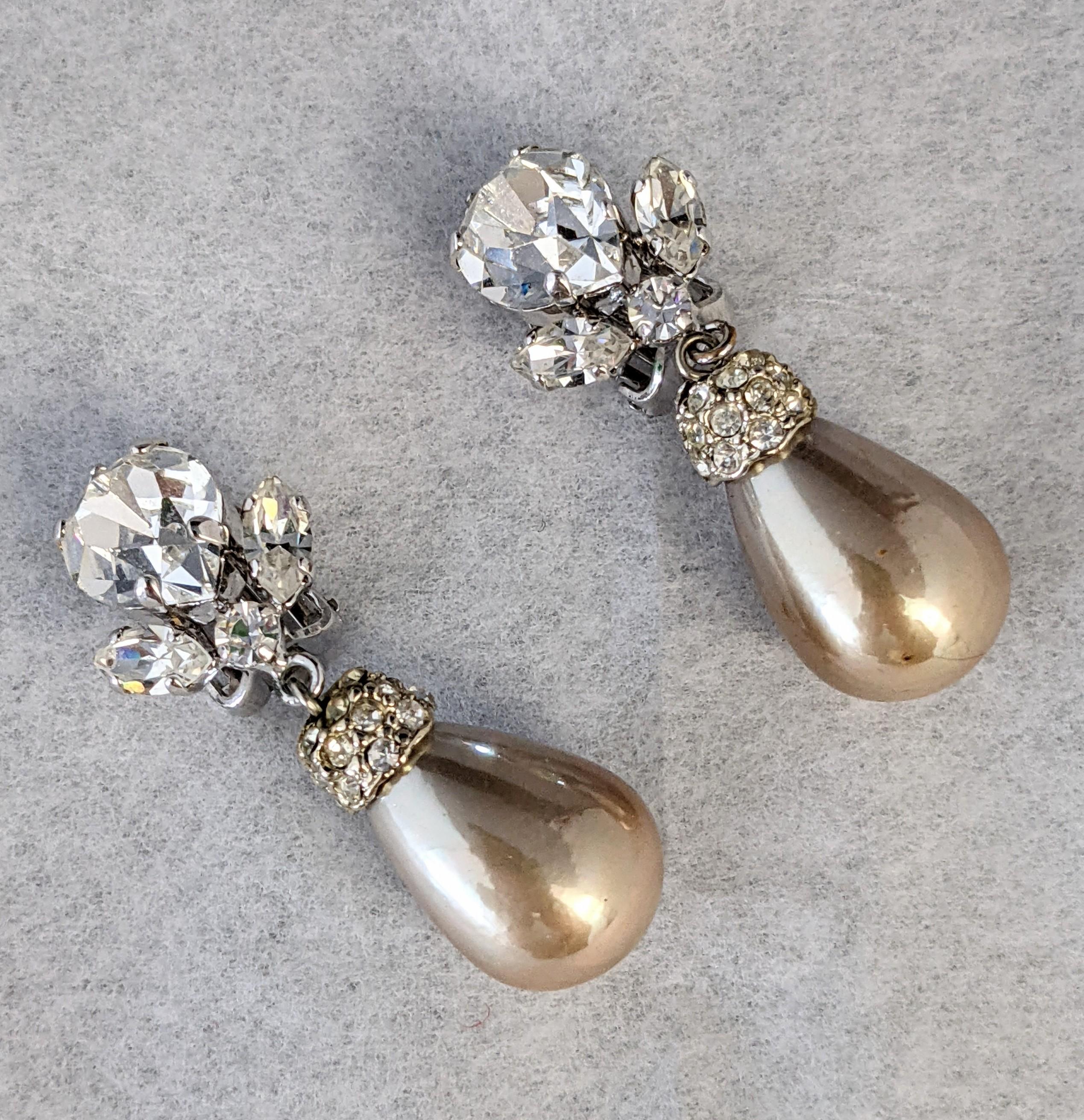 Heart Shaped Crystal Earrings, B. Cook, London In Excellent Condition For Sale In New York, NY