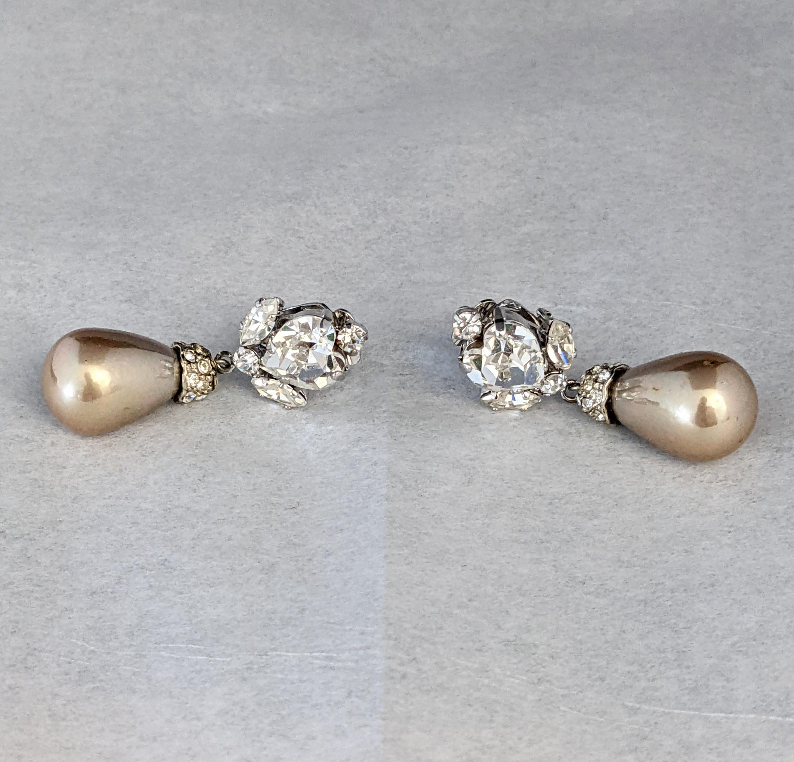 Women's Heart Shaped Crystal Earrings, B. Cook, London For Sale