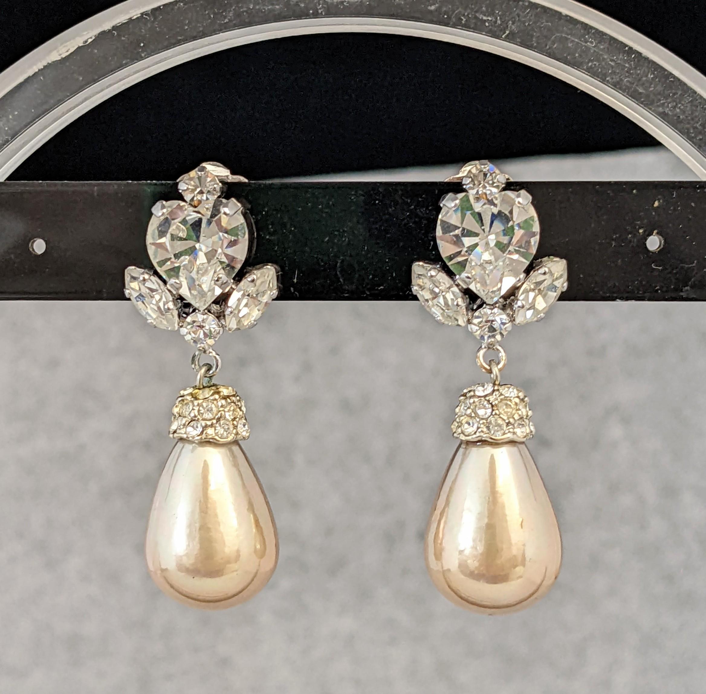 Heart Shaped Crystal Earrings, B. Cook, London For Sale 1