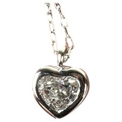 Heart-Shaped Diamond 0.14 Carat Platinum Charm Pendant Necklace