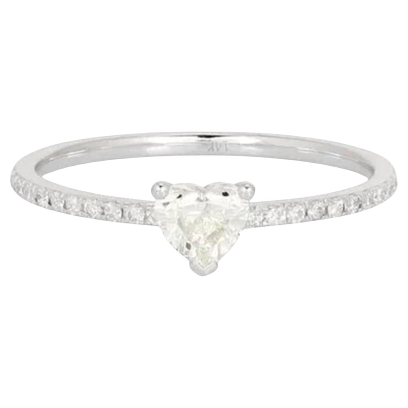 Heart Shaped Diamond 14K (or 18k upon request) White Gold Solitaire Ring