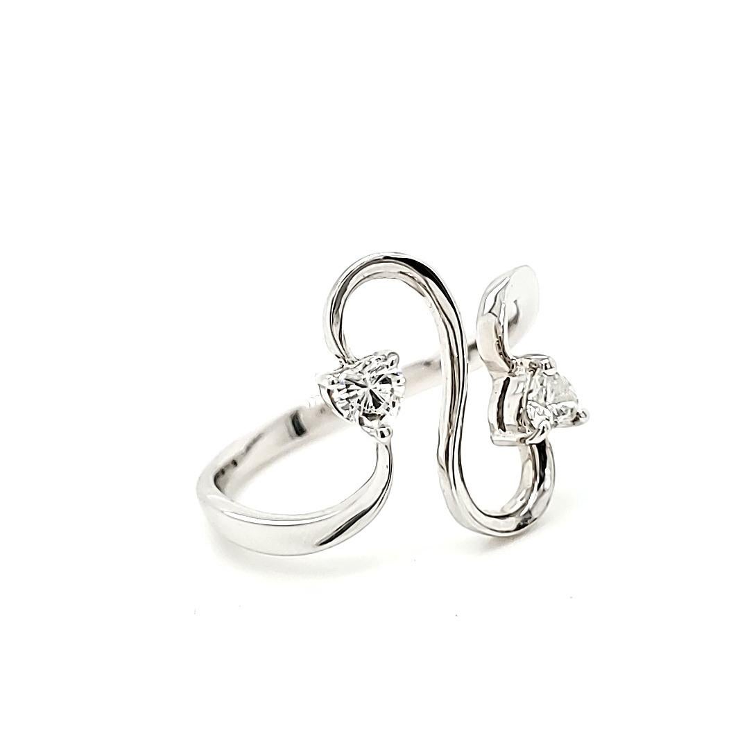 Women's or Men's Heart Shaped Diamond and Platinum Engagement Ring For Sale