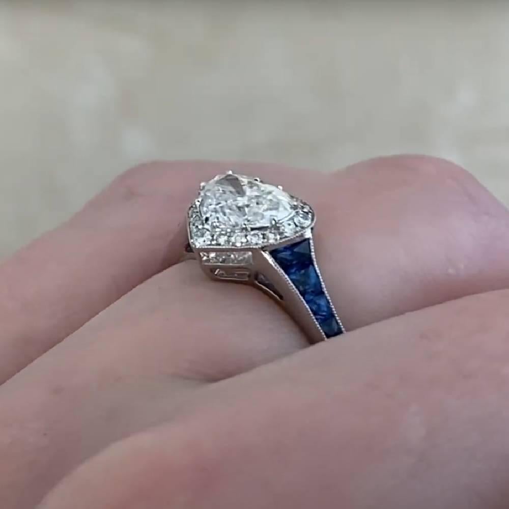 Heart Cut Heart Shaped Diamond Cluster Ring (Approx. 0.90-Carats), Platinum For Sale