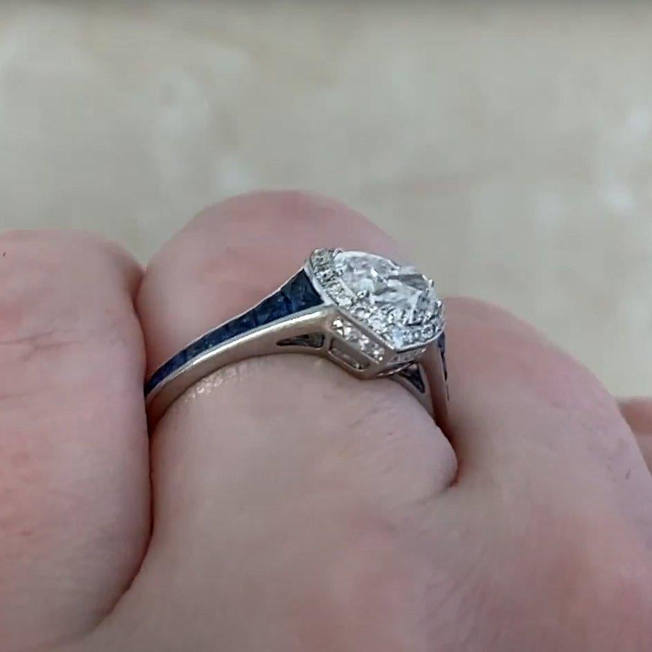 Cuore Anello con cluster di diamanti a forma di cuore (circa 0,90 carati), platino in vendita