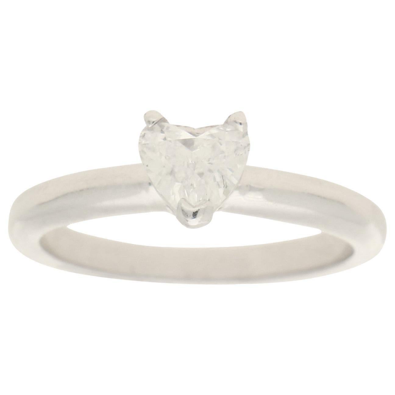 Heart Shaped Diamond Cocktail / Engagement Ring Set in 18 Karat White ...
