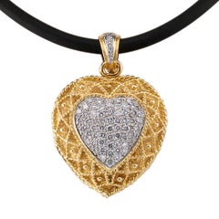 Vintage Heart Shaped Diamond Gold Locket