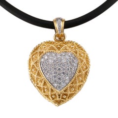 Retro Heart Shaped Diamond Gold Locket