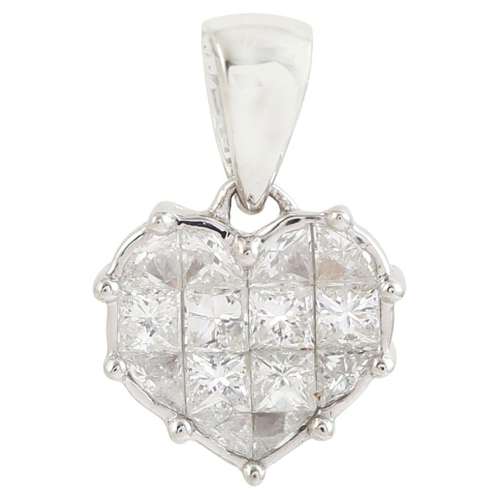Heart Shaped Diamond Pendant Made In 18K White Gold
