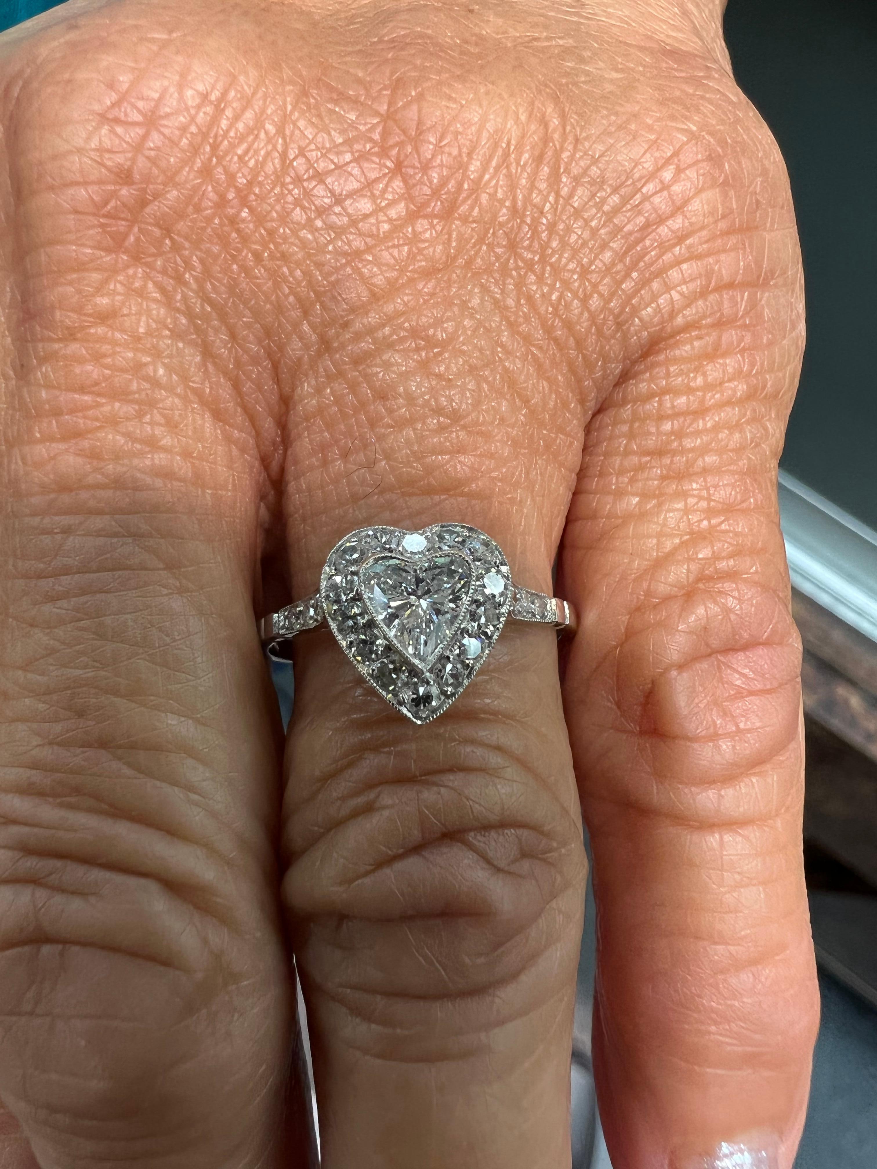 Heart Shaped Diamond Platinum Engagement Ring 4