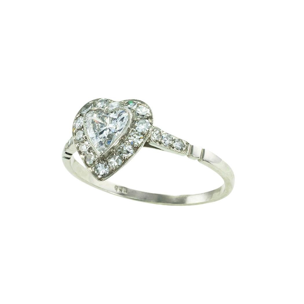 Contemporary Heart Shaped Diamond Platinum Engagement Ring