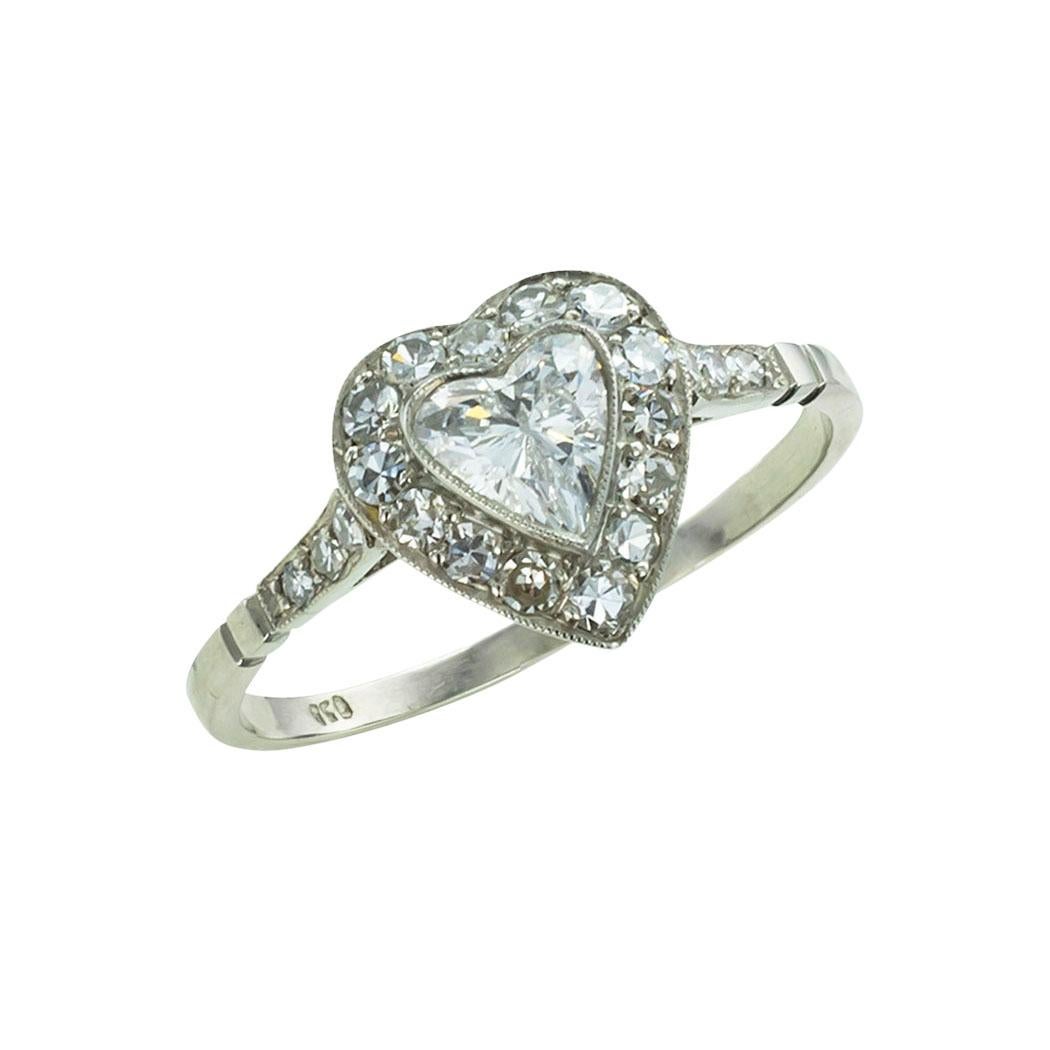 Heart Cut Heart Shaped Diamond Platinum Engagement Ring