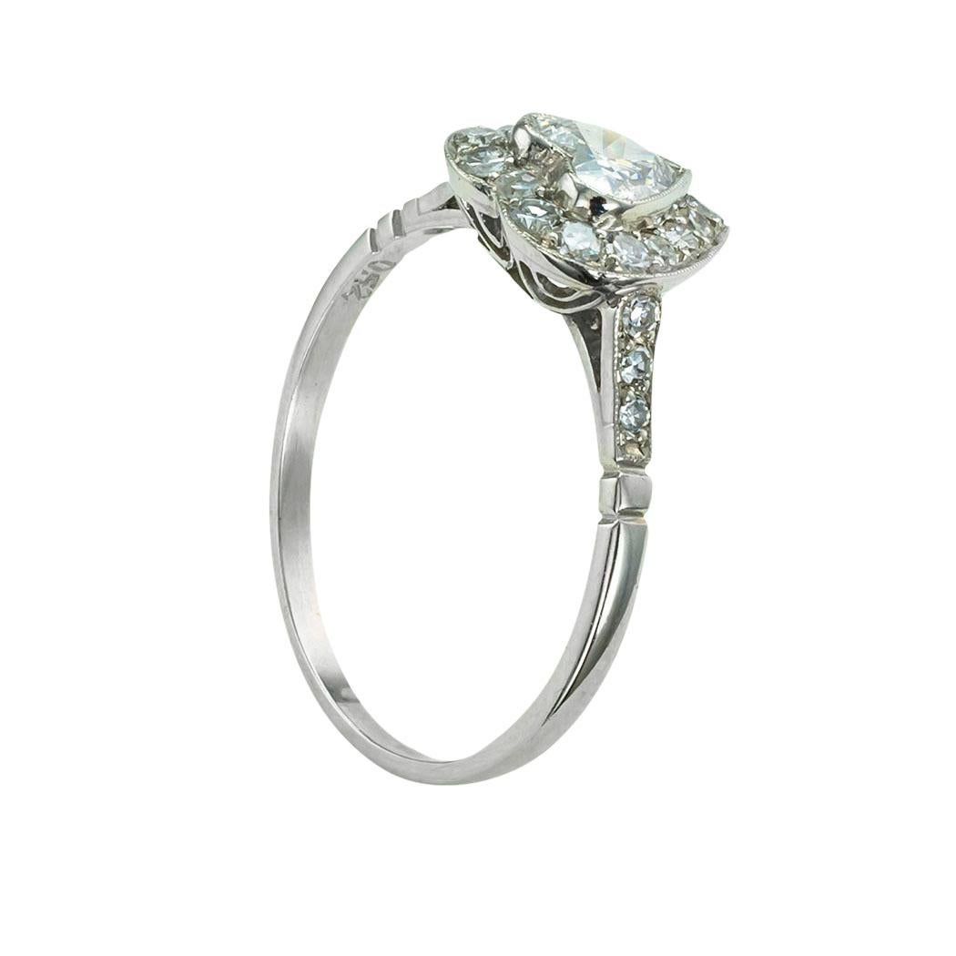Women's or Men's Heart Shaped Diamond Platinum Engagement Ring