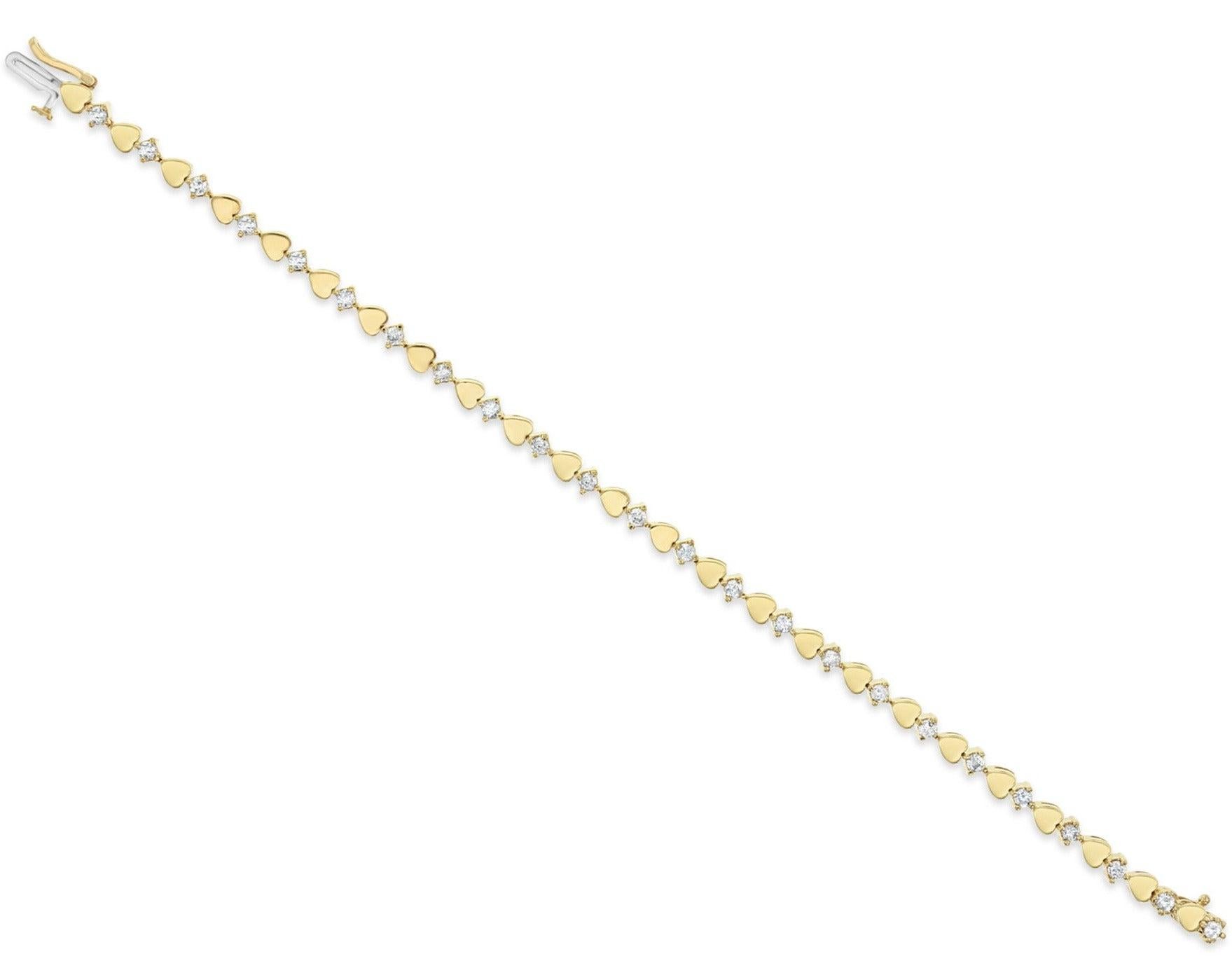 Herzförmiges Diamant-Tennisarmband 14k Gelbgold
