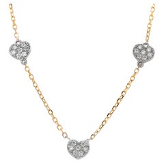 Heart Shaped Diamond White and Yellow Gold Necklace Pendant