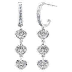 Heart Shaped Diamond White Gold Hoop Earrings