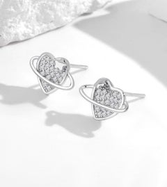 Heart Shaped Earrings Moissanite 925 Sterling Silver Earrings Anniversary Gifts.