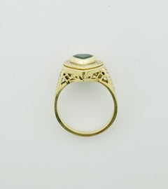 Heart Shaped Emerald and Diamond Ring in 18 Karat Yellow Gold