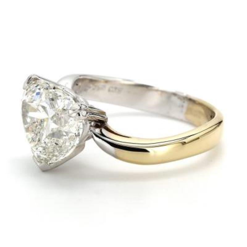 Solitaire Ring in 18k 2tone with prong set J SI2 Heart shape GIA certified diamond. D5.02ct