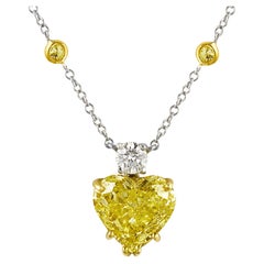 Heart-Shaped Fancy Vivid Yellow Diamond Pendant, 2.42 Carats