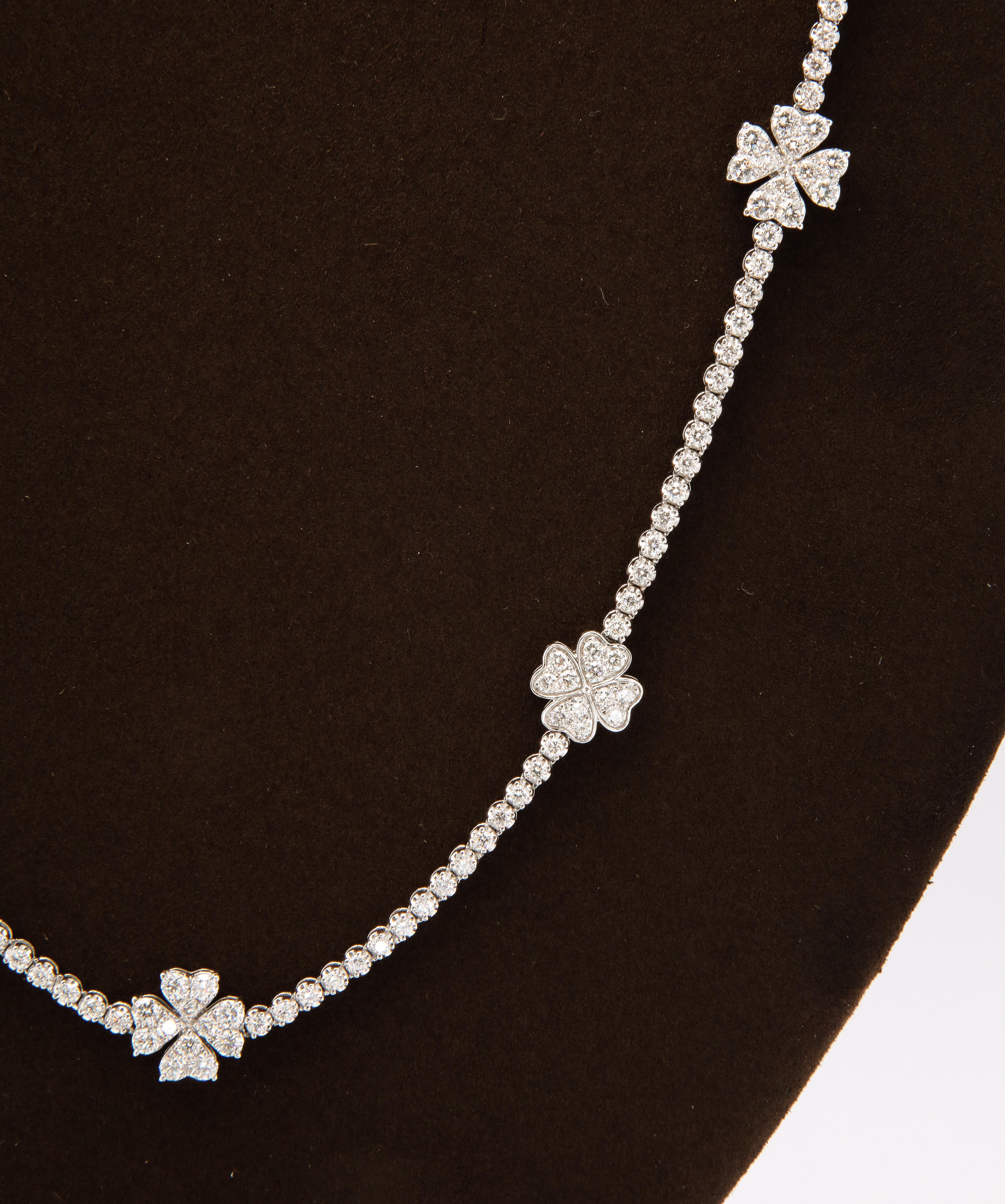 Round Cut Heart Shaped Flower Diamond Necklace