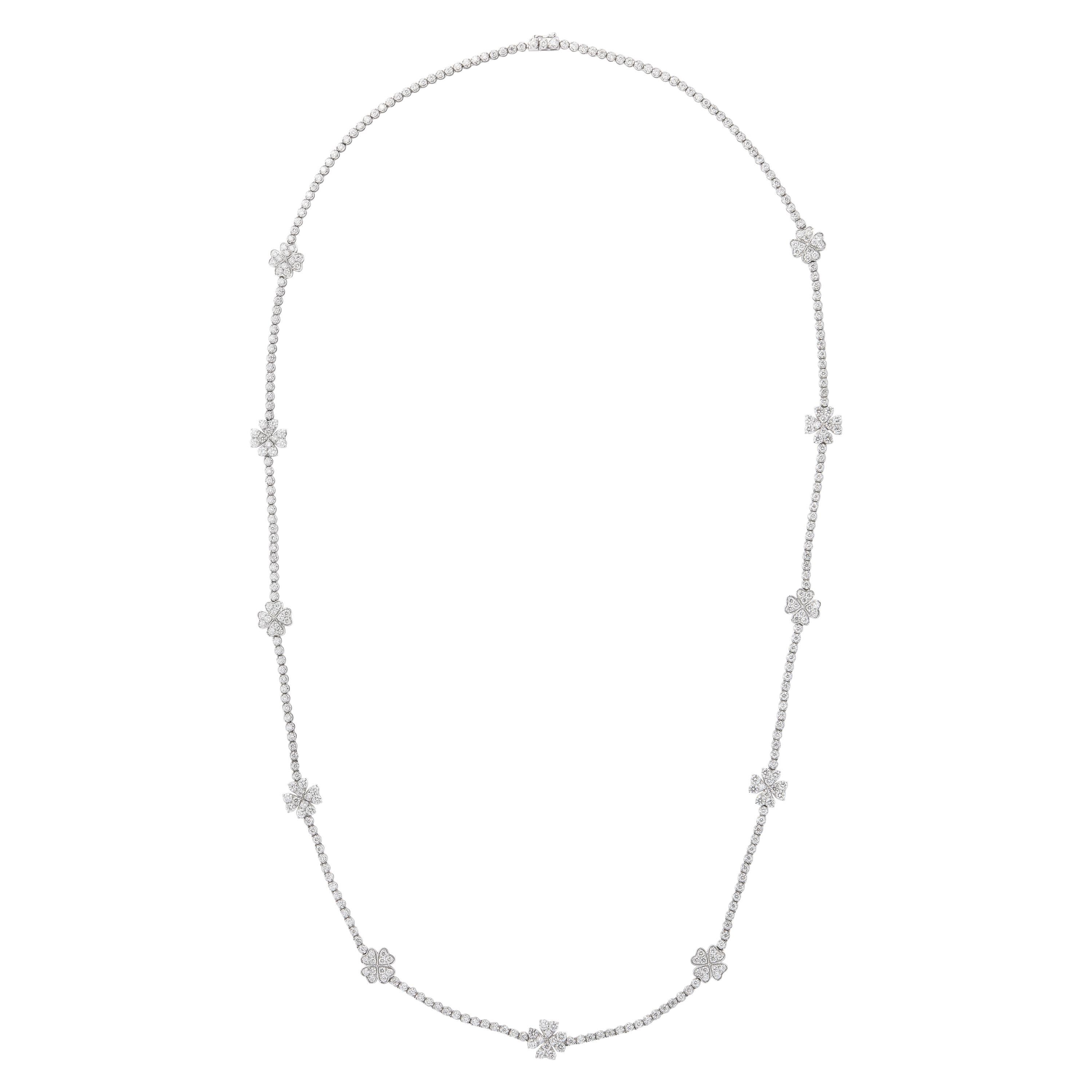 Heart Shaped Flower Diamond Necklace