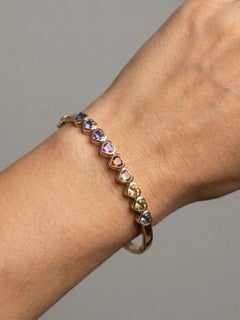 Heart-Shaped Gemstone 14K (Custom) Yellow Gold Bracelet