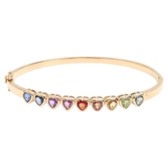 Heart-Shaped Gemstone 14K (Custom) Yellow Gold Bracelet