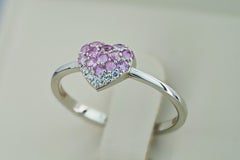 Heart Shaped Gold Ring with Pink Sapphires