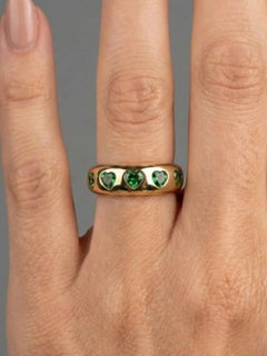 0.94ct Heart-Shaped Green Emerald 14K Yellow Gold Band Ring