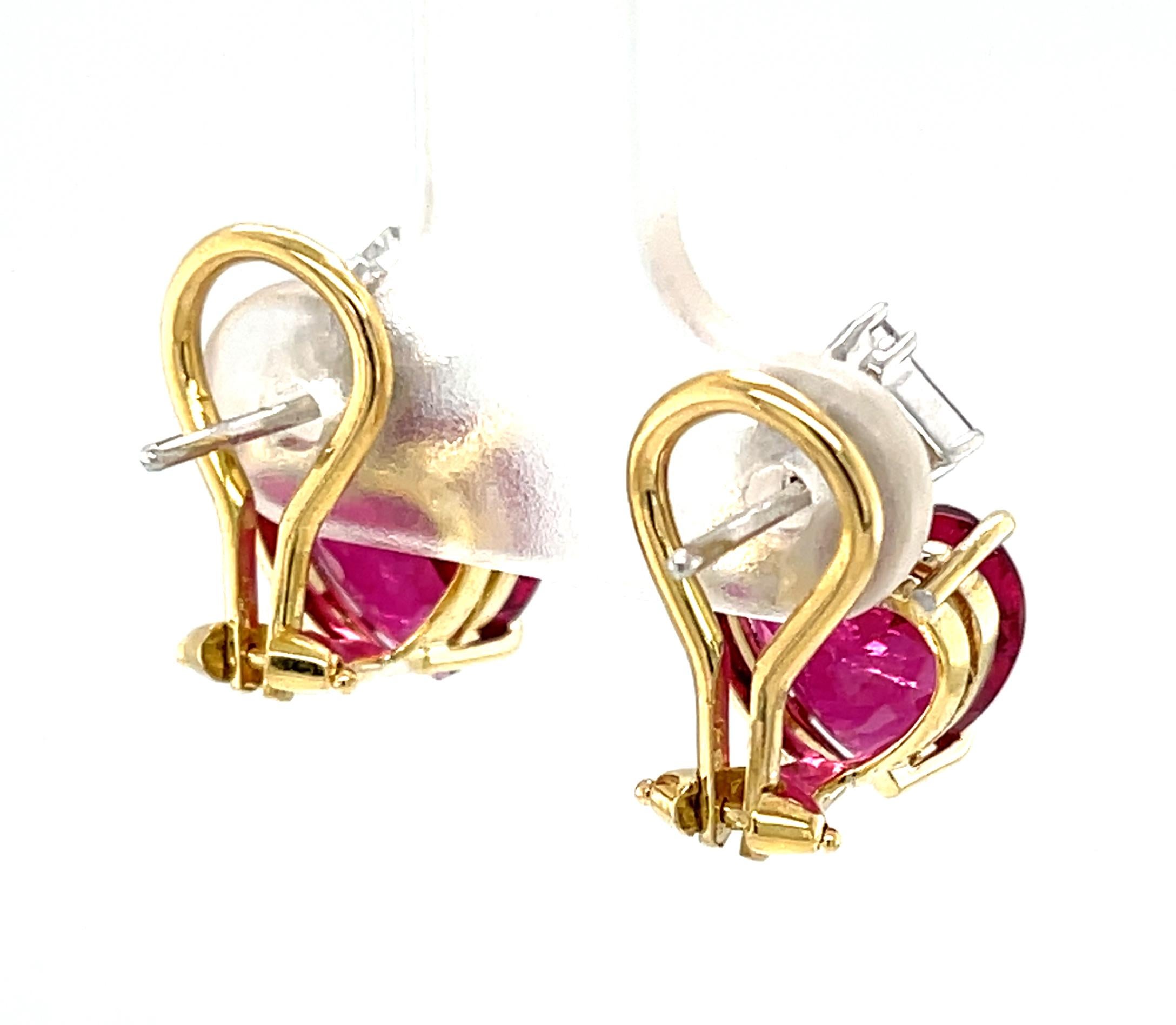 Donna Orecchini a forma di cuore, con tormalina Pink Diamond e diamanti in oro 18 carati in vendita