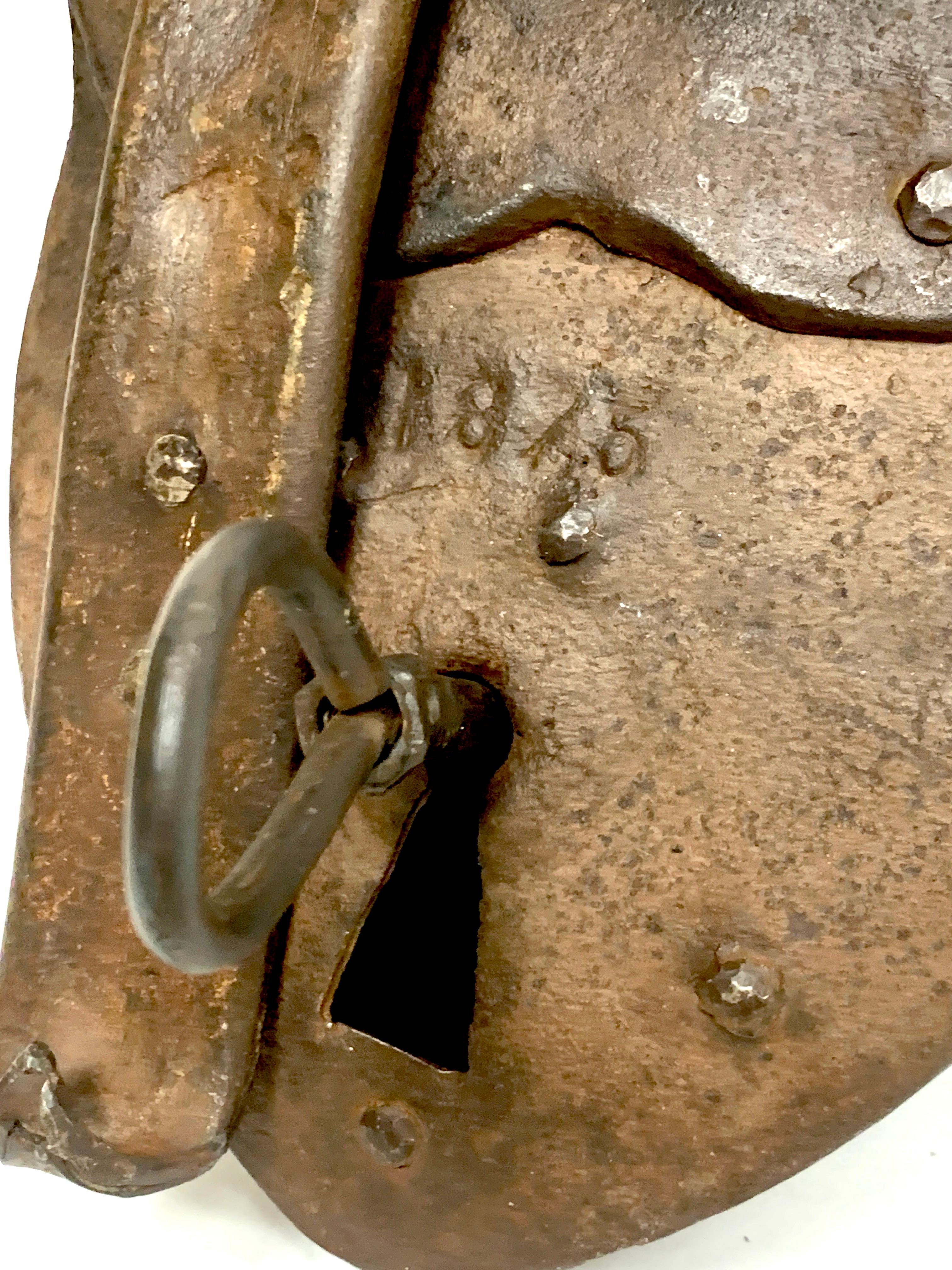 Victorian Heart Shaped Iron Pad Lock & Key, Dated 1875