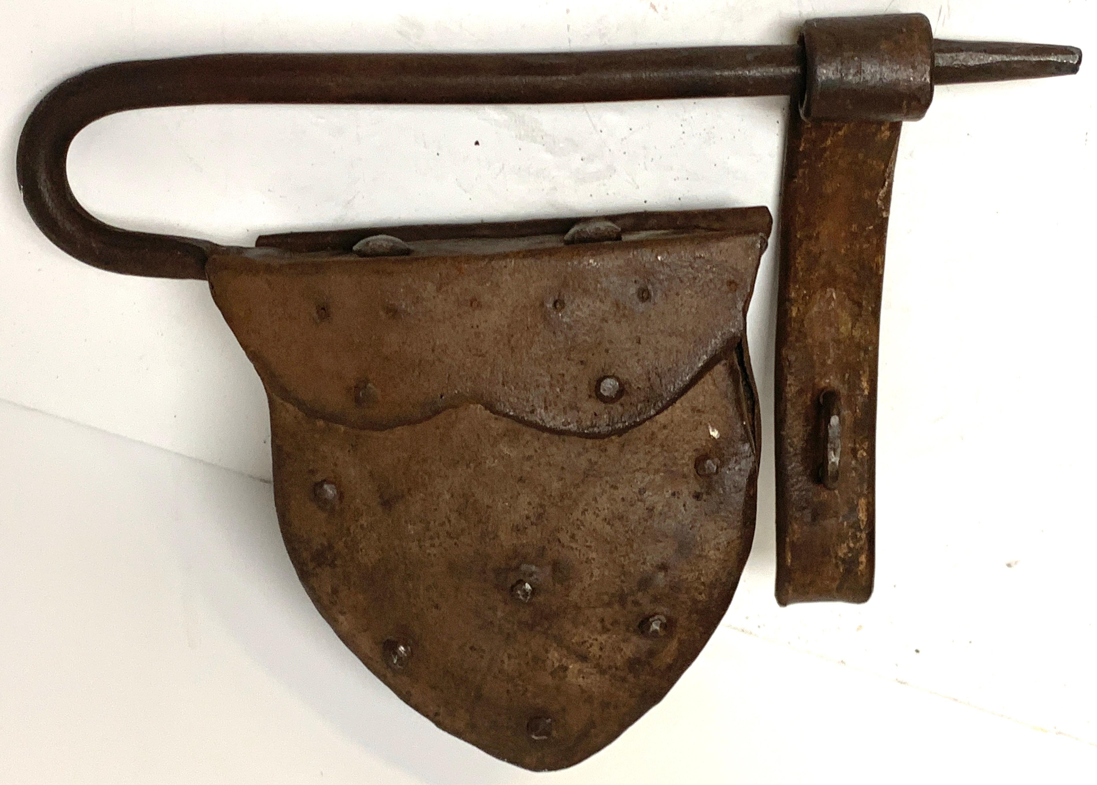 19th Century Heart Shaped Iron Pad Lock & Key, Dated 1875